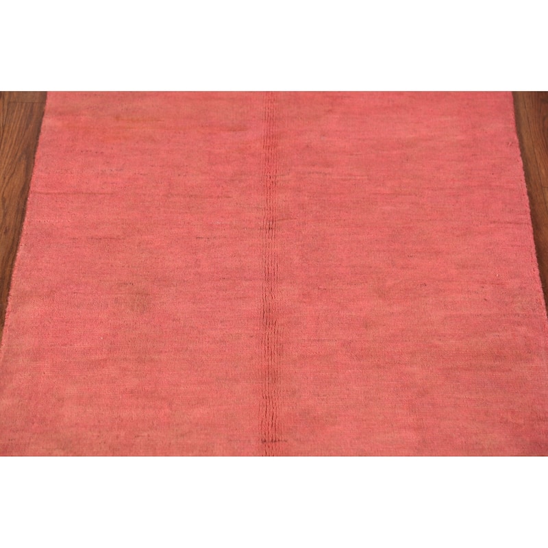 Pink Gabbeh Modern Rug Handmade Solid Wool Carpet - 2'8" x 4'1"