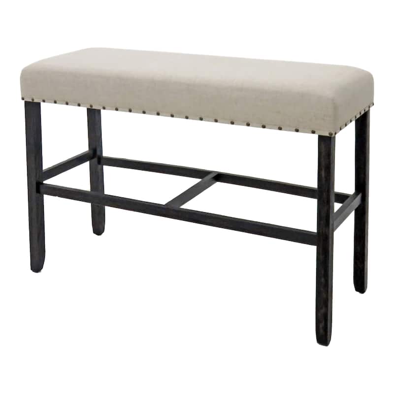 Furniture of America Tays Rustic Linen Fabric 44-inch Counter Bench