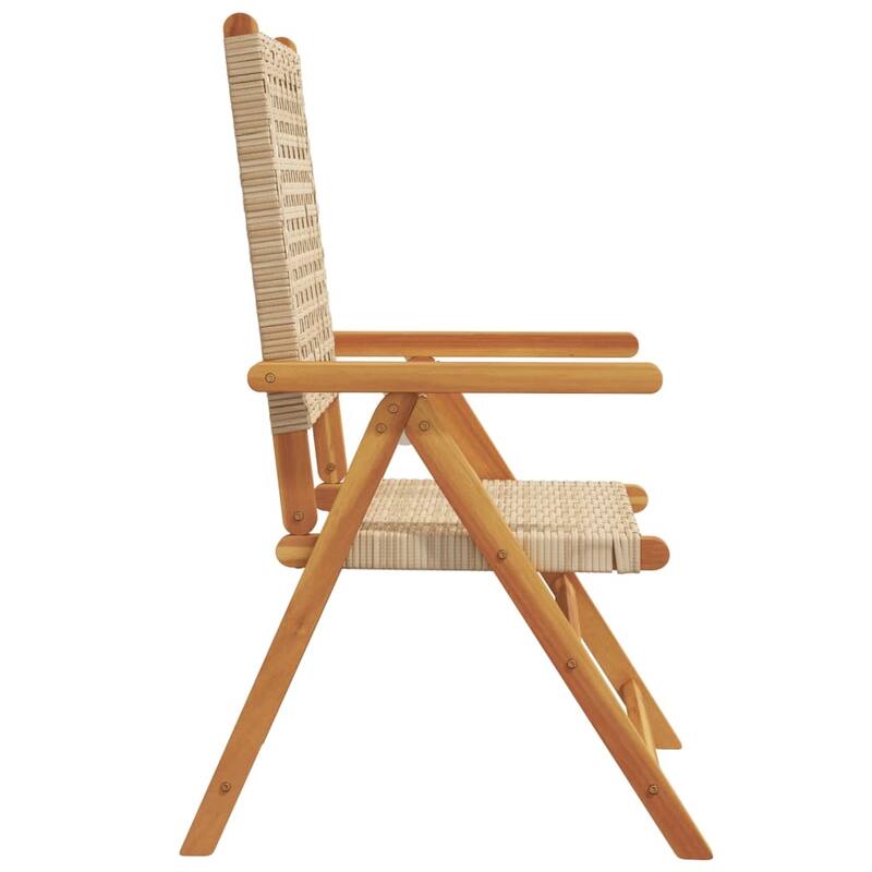 vidaXL Patio Chairs Garden Seating Furniture Solid Wood Acacia and Poly Rattan - 27.6 x 22.4 x 42.9