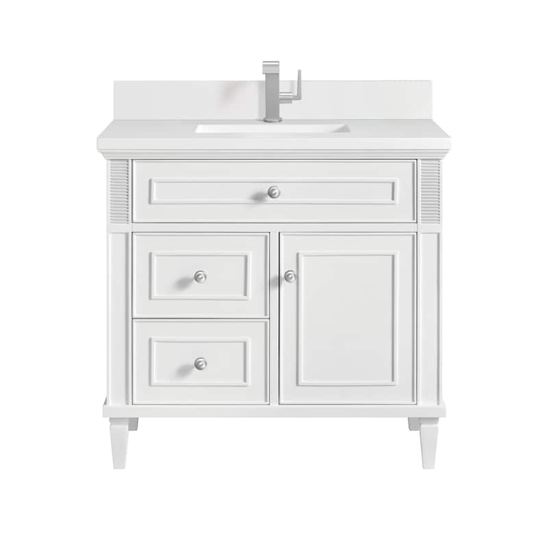 James Martin Vanities Lorelai 36" Single Vanity, Bright White - White Zeus - Single Hole