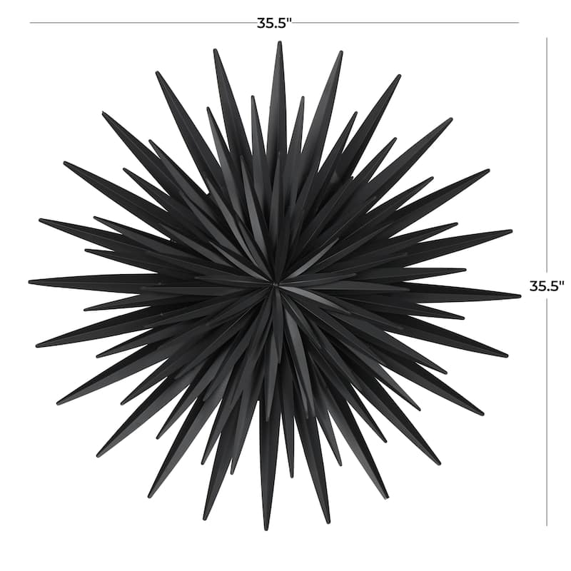 Metal Sunburst Large Layered 3D Home Wall Decor - Black - Roche River Decor