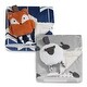 preview thumbnail 4 of 2, Lambs & Ivy Blue/White Arrow Print Minky Reversible Sherpa Baby Blanket with Fox Stroller Toy