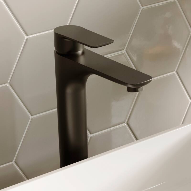 Karran Kayes Single Hole Single Handle Vessel Bathroom Faucet with Matcing Pop-up Drain