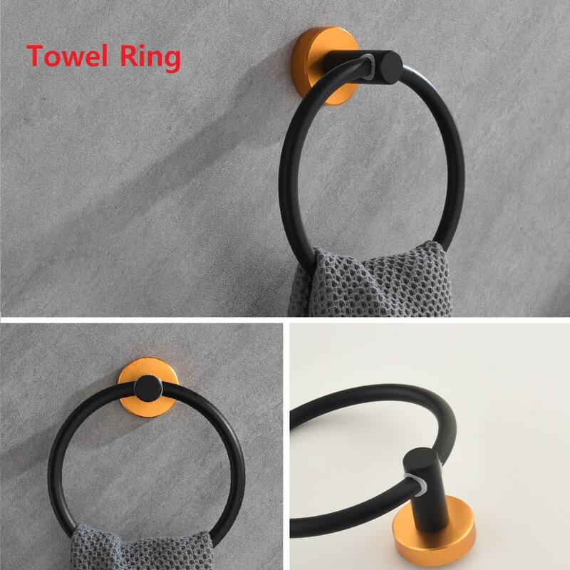 6 Piece Aluminum Bathroom Towel Rack Set Wall Mount