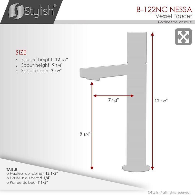 Stylish Nessa Single Handle Ht 12 1/2" Vessel Bathroom Faucet B-122