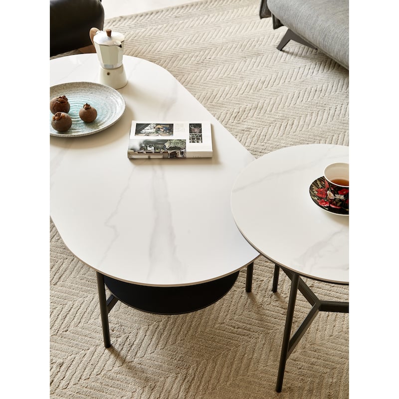 End/Side Tables,Small Round Accent Table,Metal Black Narrow Night Stands with Sharp, Ideal for Any Room-Side Tables