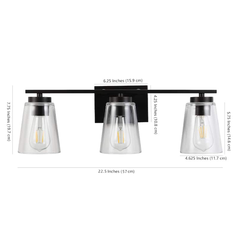 SAFAVIEH Lighting Nelya 3 Light Wall Sconce - 26" x 6" x 7.8" - Oil Rubbed Bronze/Clear - 26Wx6Dx8H