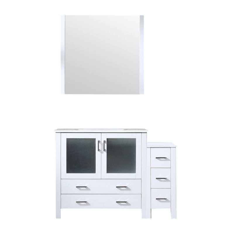 Volez Bath Vanity with Side Cabinet and Mirror - 48 - White
