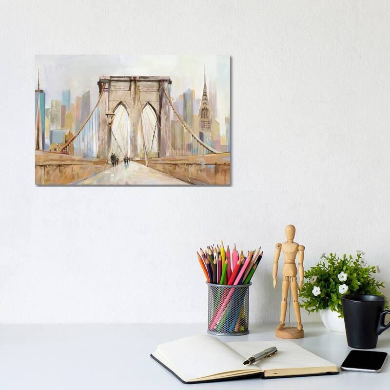 iCanvas "Brooklyn Bridge Walkway" by Allison Pearce Canvas Print - 8x12x0.75