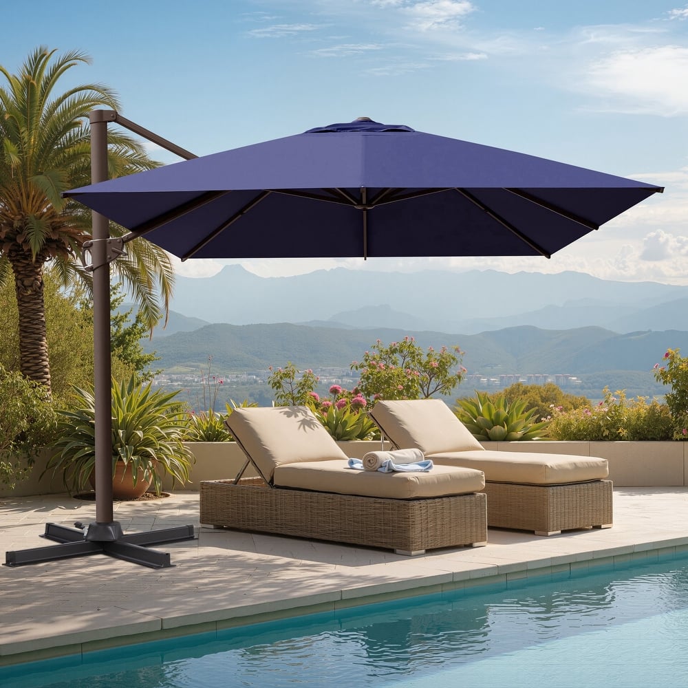 10 x 13 FT Luxury Aluminum Outdoor Shade Canopy Patio Cantilever Offset Umbrella with 360-degree Rotation