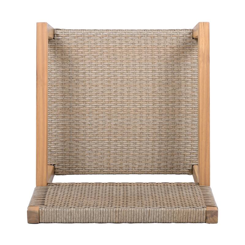 Outdoor 2 Piece Solid Wood Wicker Armrest Dining Chair with Backrest and Easy Clean for Dining Room Kitchen Living Room Terrace