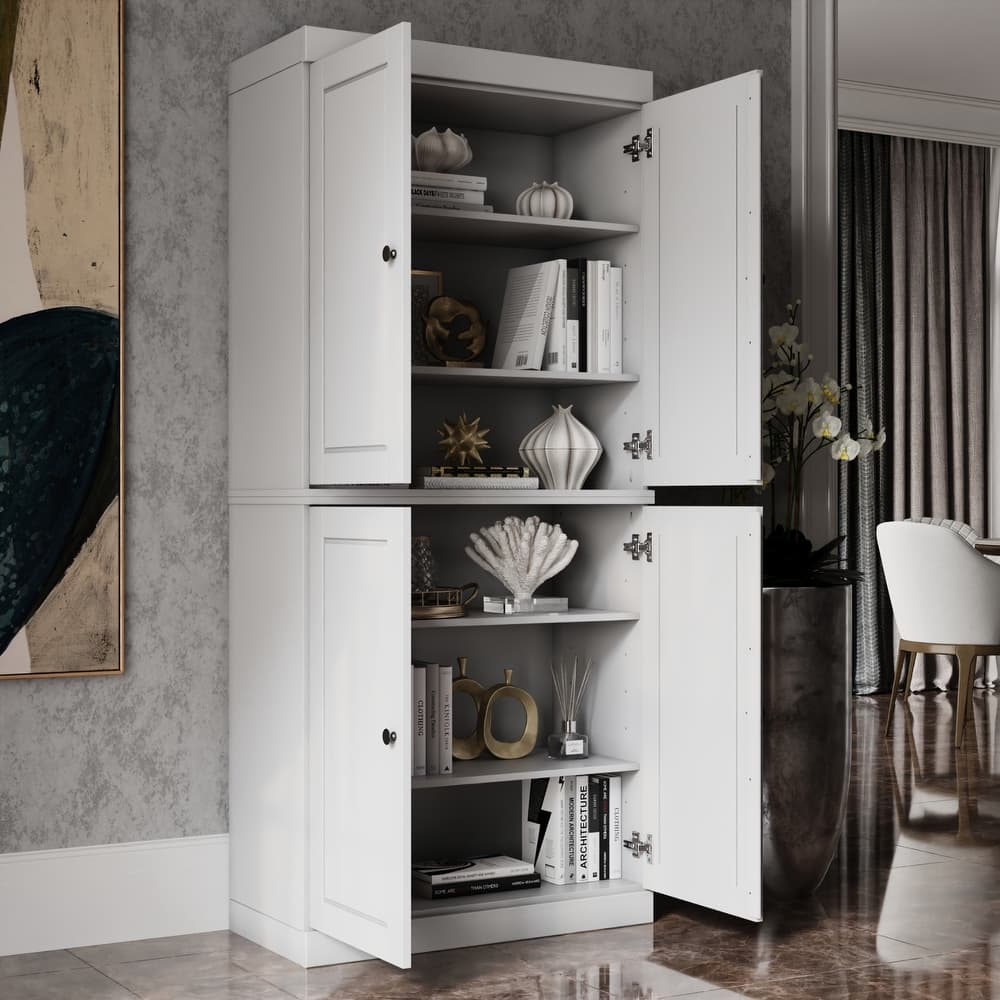 Palace Imports 100% Solid Wood 6-Shelf Bookcase with Solid Doors and Adjustable Shelves