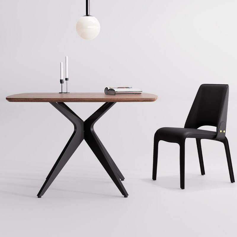 Modern Square Dining Table for 2-4, Small Kitchen Table with Metal Legs