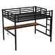 preview thumbnail 5 of 11, Metal Full Size Loft Bed with Power Outlet and LED Lighted, Space-Saving, Noise Reduced, Black