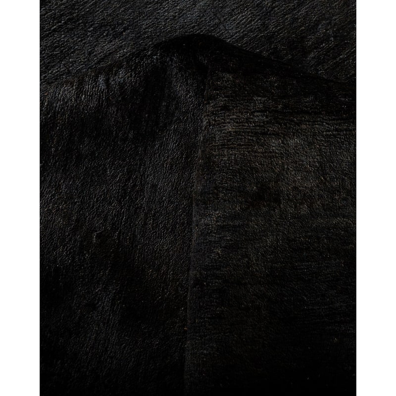 Overton Hand Knotted Wool Vintage Inspired Modern Contemporary Overdyed Black Area Rug - 8' 4" x 10' 5"