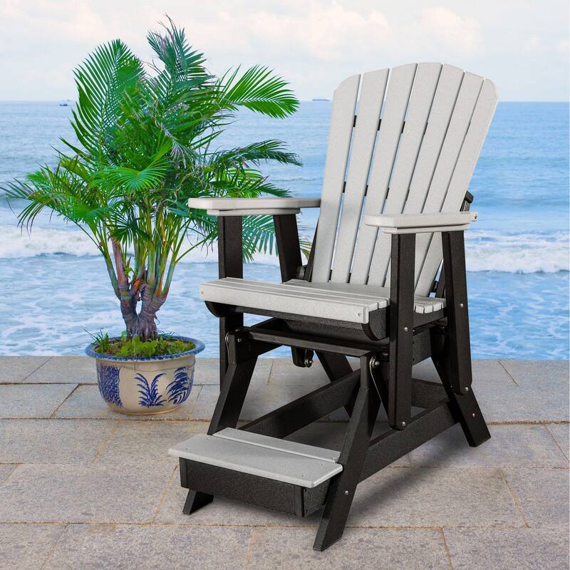 OS Home & Office 516LGB Fan Back Balcony Glider Light Gray, Black