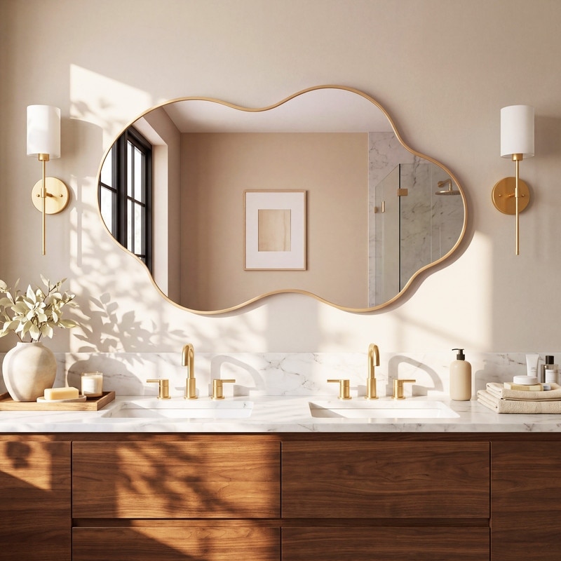 Irregular Abstract Vanity Wall Mirror, Asymmetrical Decorative Mirror