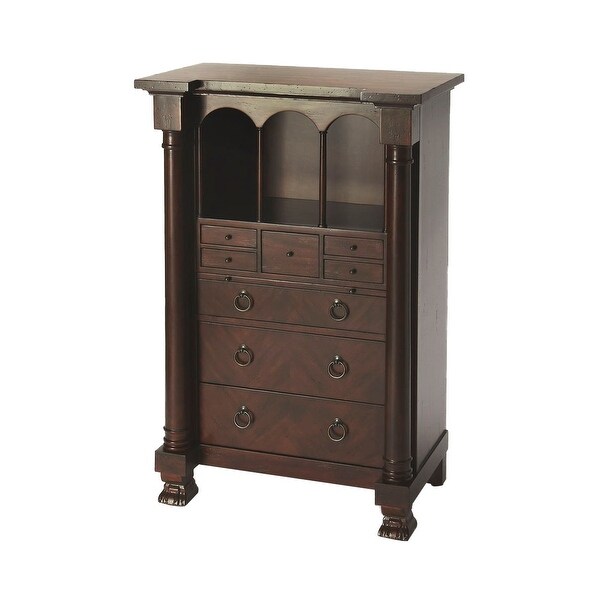 Traditional Rectangular Solid Wood Heirloom Secretary - Medium Brown