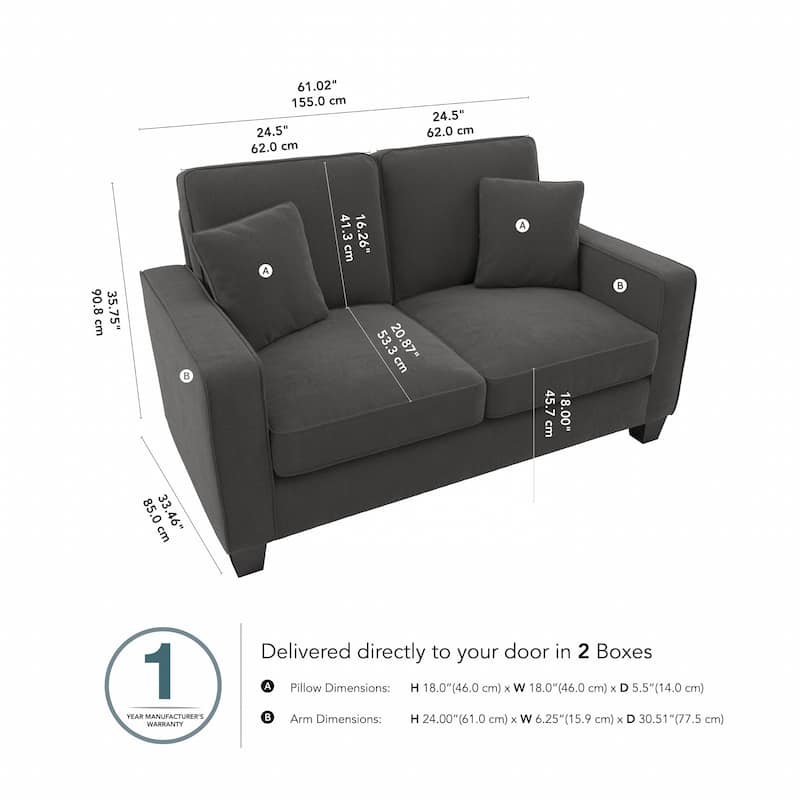 Bush Furniture Stockton 61W Small Loveseat Sofa for Living Room