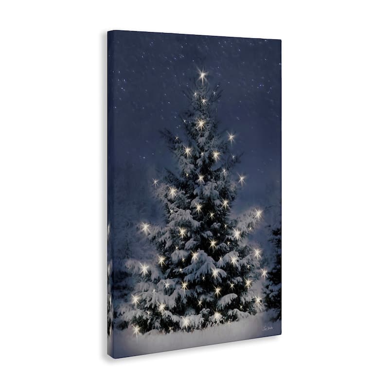Stupell Snowy Nighttime Christmas Tree Canvas Wall Art Design By Lori Deiter