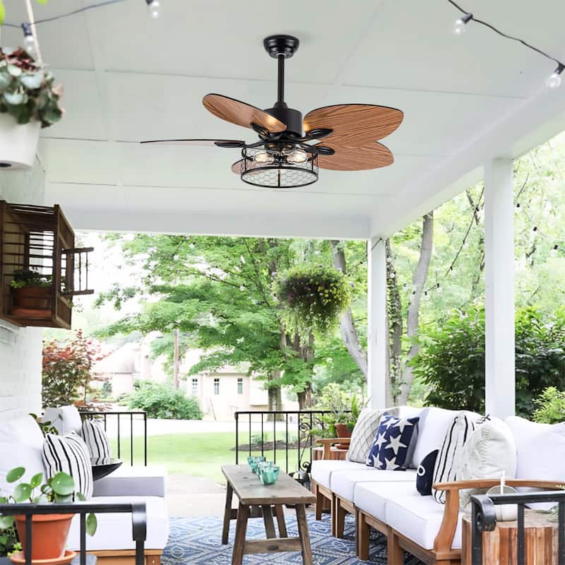 42"Ceiling Fan, Indoor Ceiling Fan With Light with Remote Control, Noiseless Reversible Motor, 6 Speed