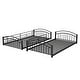 preview thumbnail 6 of 14, Black+Red Twin over Twin Size Metal Bunk Bed With Slide, Roof, Fence and Ladder for Bedroom