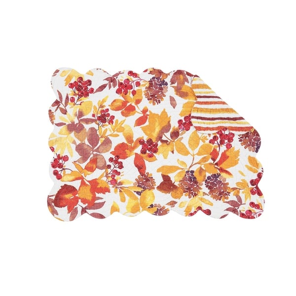 slide 2 of 9, Cordelia Quilted Fall Leaves Watercolor Placemat Set of 6