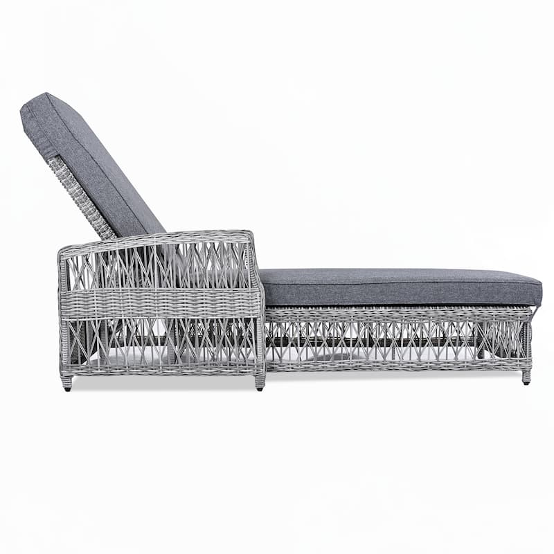 Outdoor Wicker Chaise Lounge with Armrests