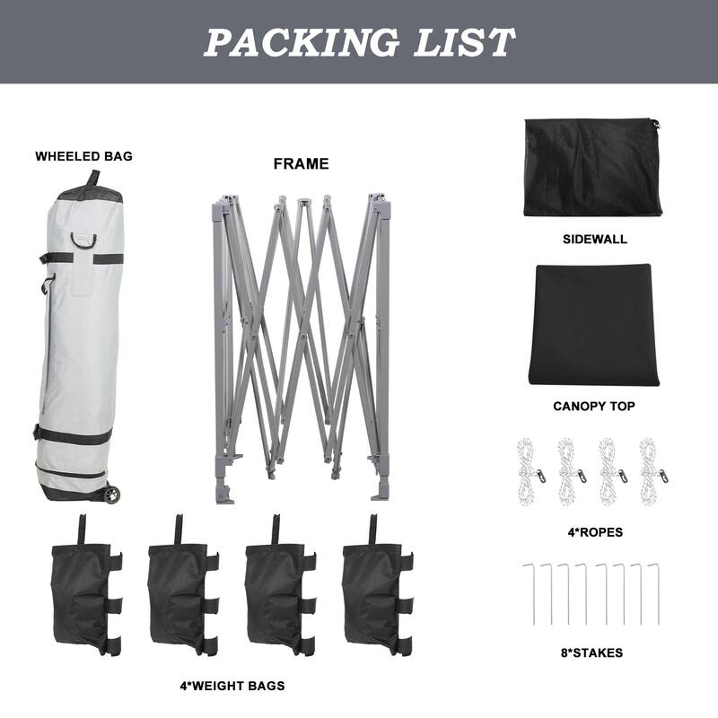 Aoodor 10x10 FT Pop-Up Canopy Tent with Roller Bag and Curtain