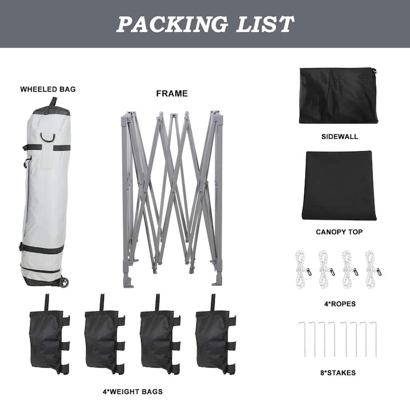 Aoodor 12'x12' Pop Up Canopy Tent with Removable Mesh Sidewalls, Portable Instant Shade Canopy with Roller Bag