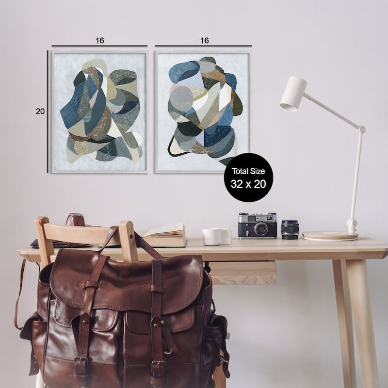 Stupell Neutral Geometric Patterns Framed Giclee Art Design By Coco Good (Set of 2)