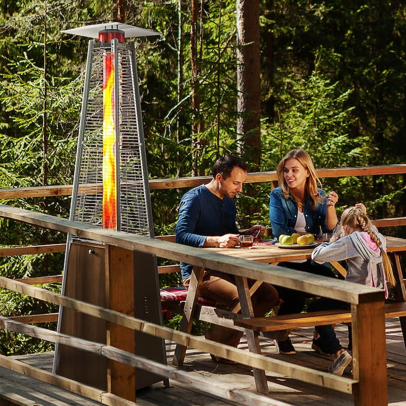 Outdoor 48,000 BTU Pyramid Propane Gas Patio Heater with Wheels
