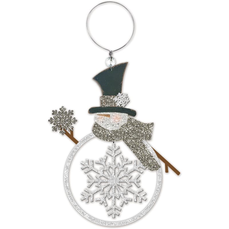 Glitter Snowman Ornament -Set of 2