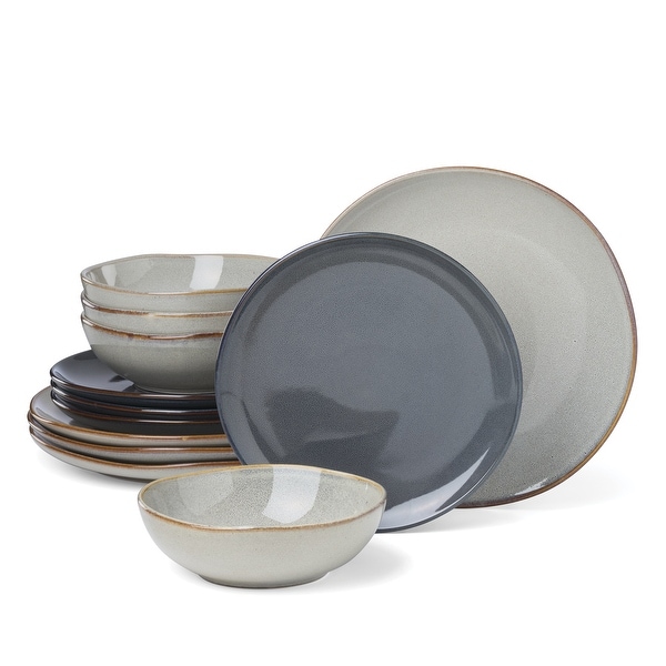Oneida Organic Shades 12-Piece Dinnerware Set, Service For 4, Gray