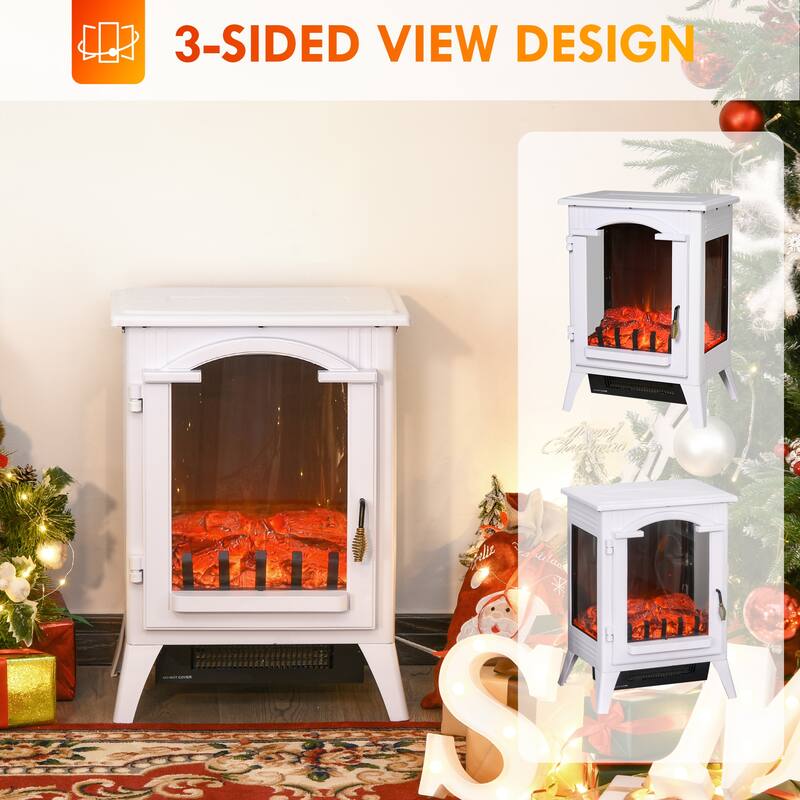 23" Electric Fireplace Heater, Fire Place Stove with Realistic LED Flames and Logs and Overheating Protection, 750W/1500W