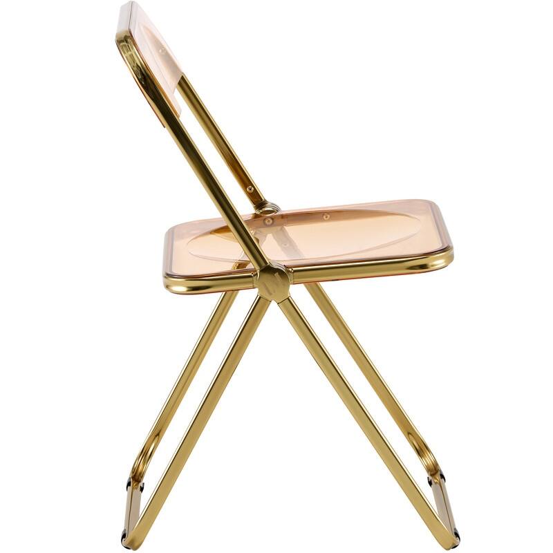 Lawrence Modern Foldable Transparent Acrylic Gold Chrome Folding Chair for Multipurpose Spaces Set of 4 - 30"