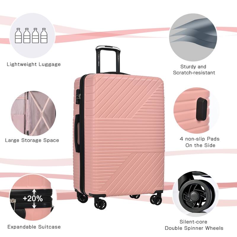 3 Piece Hardshell Luggage Spinner 8 Wheels Suitcase Sets (20"24"28")