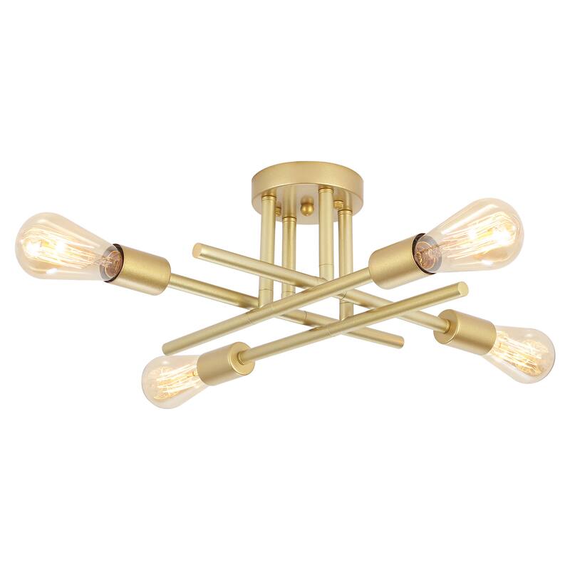 4-Light Modern Semi-Flush Mount Light for Bedroom Study Living Room