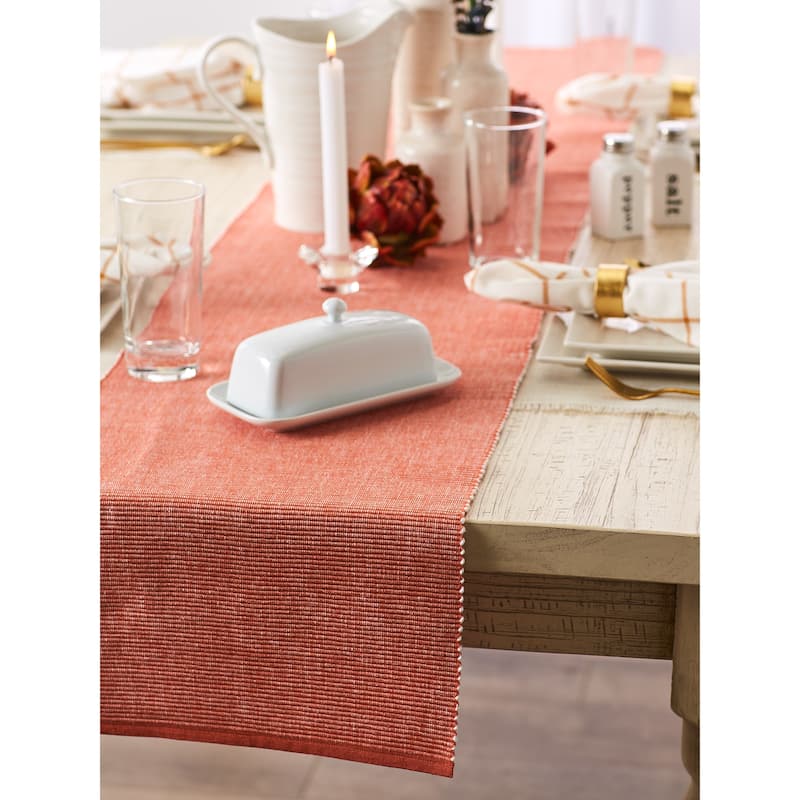 DII Black & White 2-Tone Ribbed Table Runner