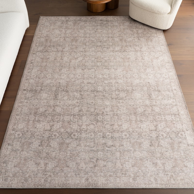 Nuloom Hillstone Collection Traditional Vintage Medallion Area Rug - 4' x 6' - Delphi Dark Beige - Rectangle