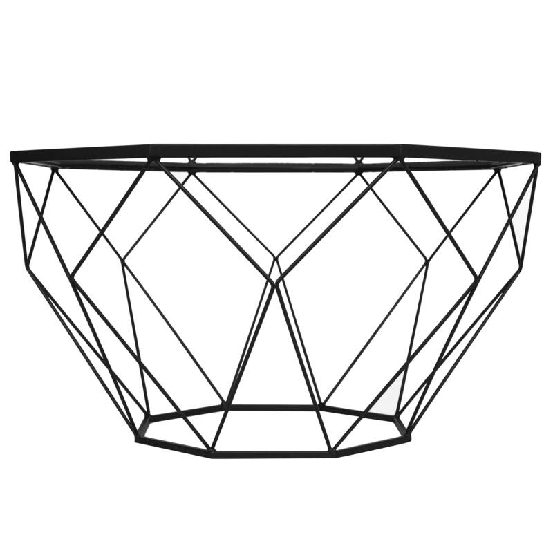 Malibu 29" Modern Octagon Center Coffee Table with Tempered Glass Table top & Sturdy Metal Geometric Base for Living Room Office
