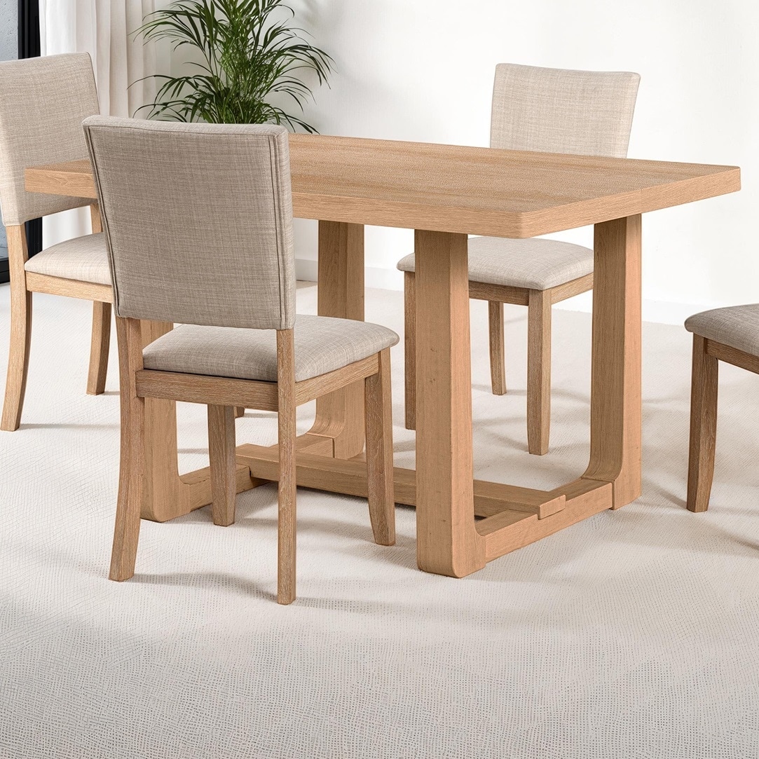 Transitional Style Dining Table 1pc Dining Room Furniture Rectangle Shaped Trestle Base Table