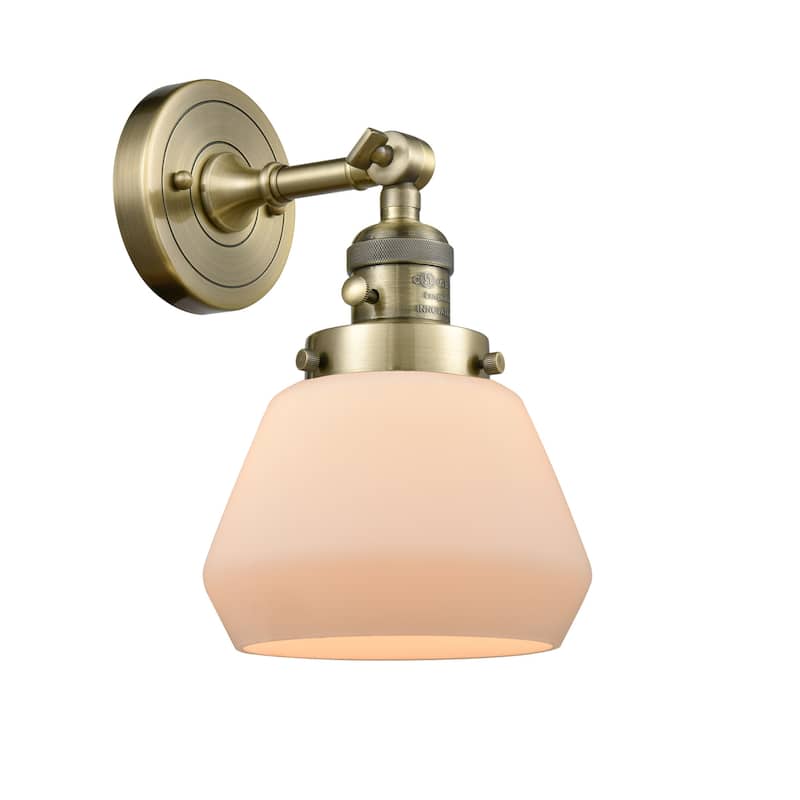 Innovations Lighting Fulton Single Light 11" Tall Bathroom Sconce with - Antique Brass / Matte White