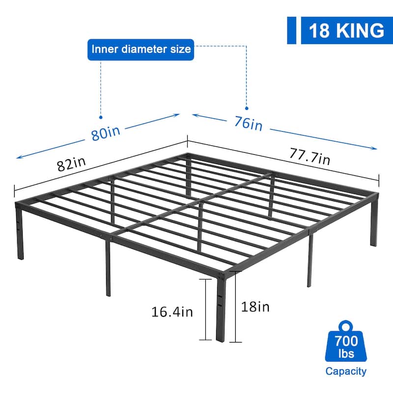 Javlergo 14/16/18 Inch Metal Platform Bed Frame, Heavy Duty Slat Support /No Box Spring Needed