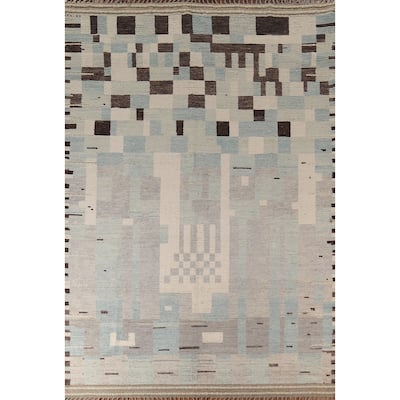 All-Over Abstract Moroccan Modern Area Rug Hand-Knotted Wool Carpet - 9'0"x 12'6"