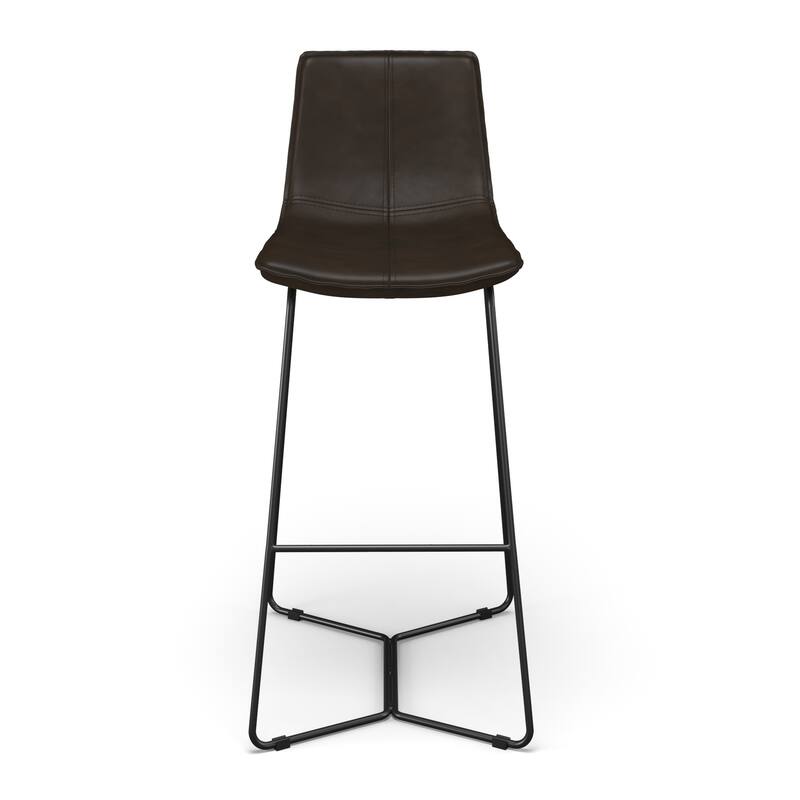 Madison Vegan Leather Bar Height Stools (Set of 2) - Tobacco Vegan Leather