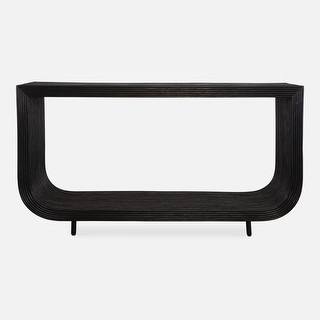 Solid Rattan Console Table - 57.5" - Black