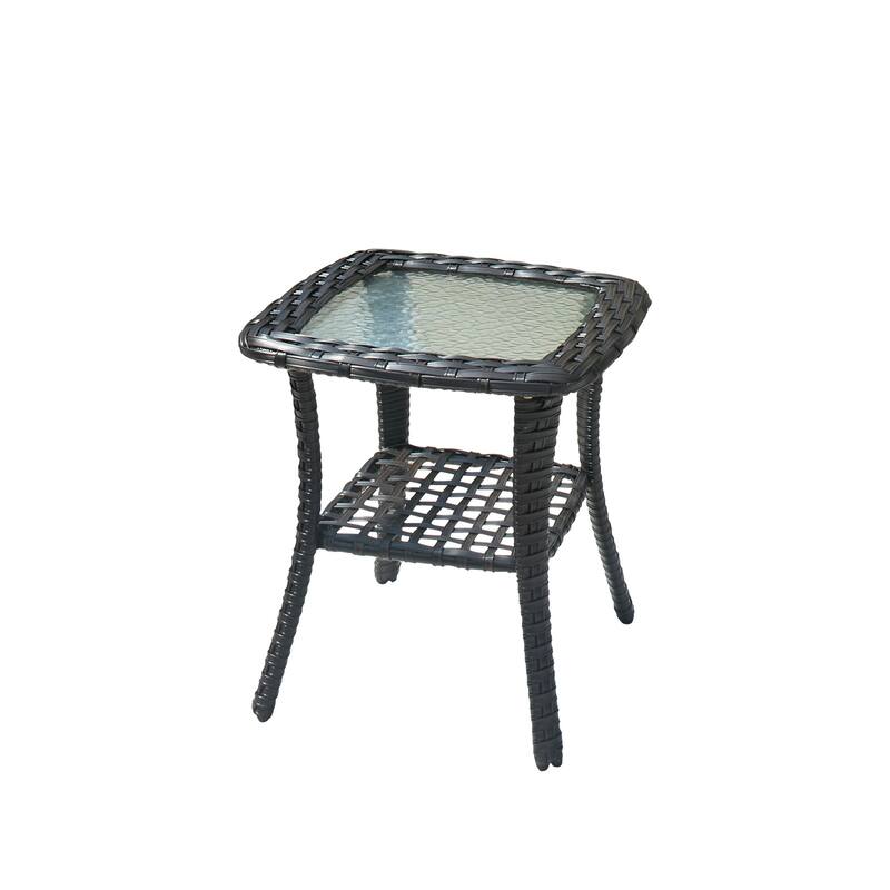 HOOOWOOO Outdoor Patio Rattan Wicker Side Table