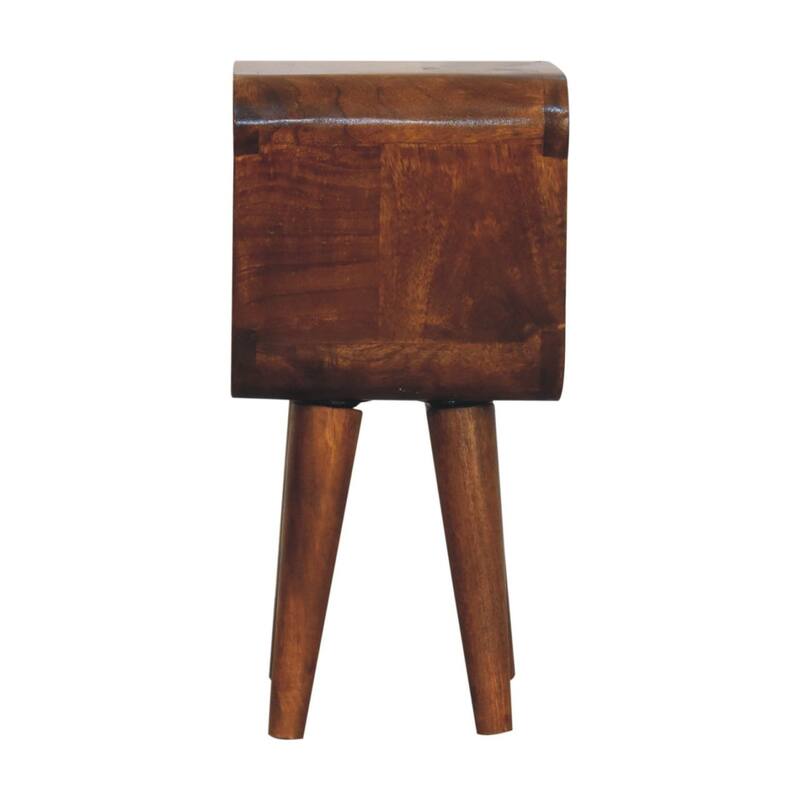 Artisan Furniture Solid Wood Extra Mini Minimalist Open Curved Chestnut Bedside