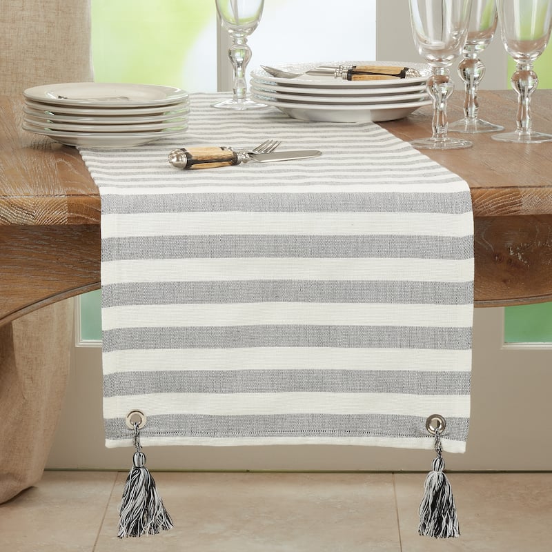 Striped Table Runner With Tassel Design